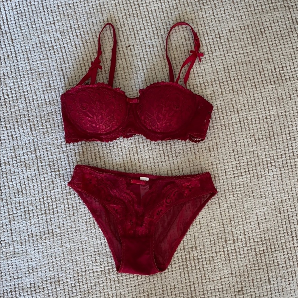 Red lace lingerie